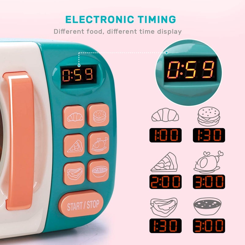 CUTE STONE Microwave Toys Kitchen Play Set, Kids Pretend Play Electronic Oven with Play Food, Kids Cookware Pot and Pan Toy Set, Cooking Utensils,Great Learning Kitchen Toys for Girls Boys - Image 4